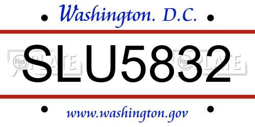 SLU5832 District Of Columbia License Plate