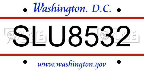 SLU8532 District Of Columbia License Plate