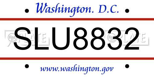 SLU8832 District Of Columbia License Plate
