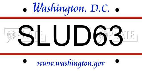 SLUD63 District Of Columbia License Plate
