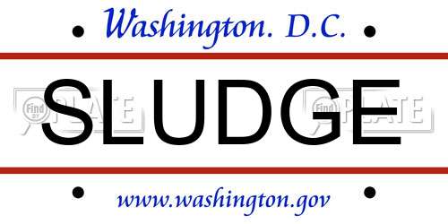 SLUDGE District Of Columbia License Plate