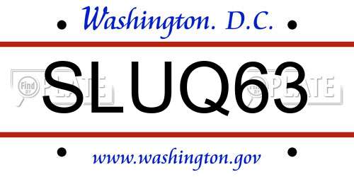 SLUQ63 District Of Columbia License Plate