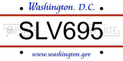 SLV695 District Of Columbia License Plate