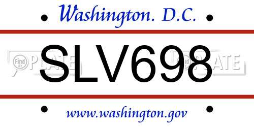 SLV698 District Of Columbia License Plate