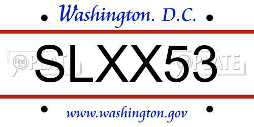 SLXX53 District Of Columbia License Plate
