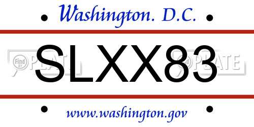 SLXX83 District Of Columbia License Plate