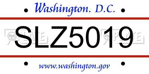 SLZ5019 District Of Columbia License Plate