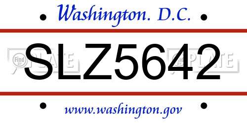 SLZ5642 District Of Columbia License Plate