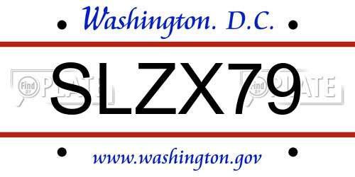 SLZX79 District Of Columbia License Plate