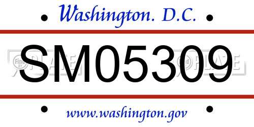 SM05309 District Of Columbia License Plate
