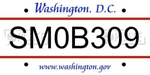SM0B309 District Of Columbia License Plate