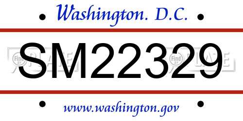 SM22329 District Of Columbia License Plate