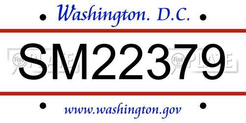 SM22379 District Of Columbia License Plate