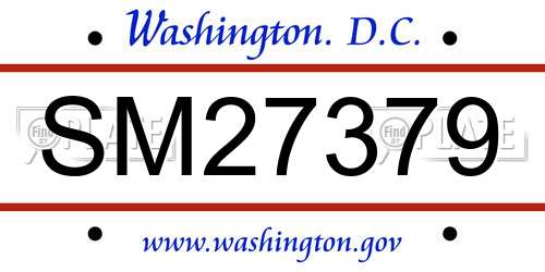 SM27379 District Of Columbia License Plate