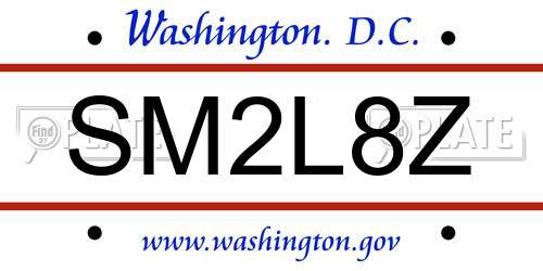 SM2L8Z District Of Columbia License Plate