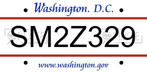 SM2Z329 District Of Columbia License Plate