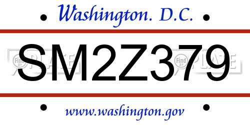SM2Z379 District Of Columbia License Plate