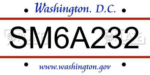 SM6A232 District Of Columbia License Plate