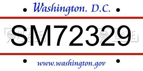 SM72329 District Of Columbia License Plate