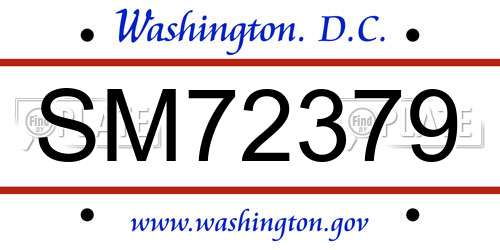 SM72379 District Of Columbia License Plate