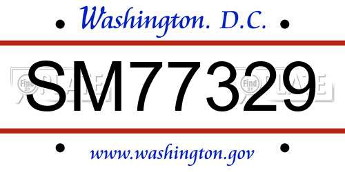 SM77329 District Of Columbia License Plate