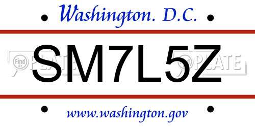 SM7L5Z District Of Columbia License Plate
