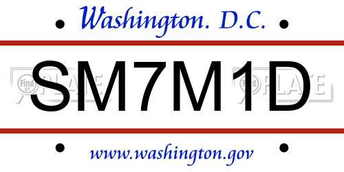 SM7M1D District Of Columbia License Plate