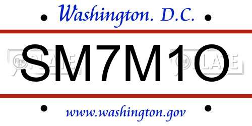 SM7M1O District Of Columbia License Plate
