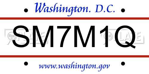 SM7M1Q District Of Columbia License Plate