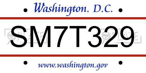 SM7T329 District Of Columbia License Plate