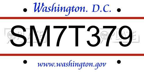 SM7T379 District Of Columbia License Plate