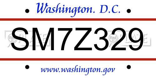 SM7Z329 District Of Columbia License Plate