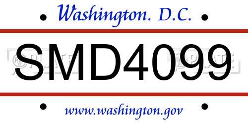 SMD4099 District Of Columbia License Plate