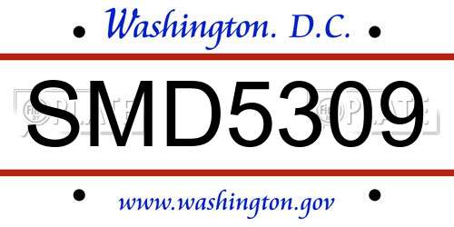 SMD5309 District Of Columbia License Plate