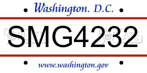 SMG4232 District Of Columbia License Plate