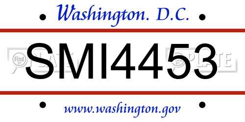 SMI4453 District Of Columbia License Plate