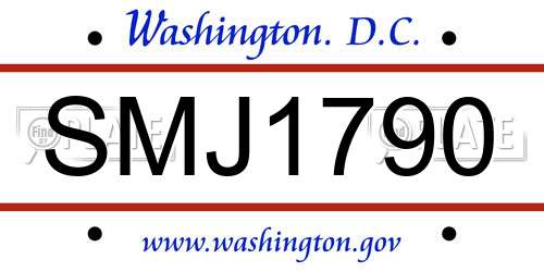 SMJ1790 District Of Columbia License Plate