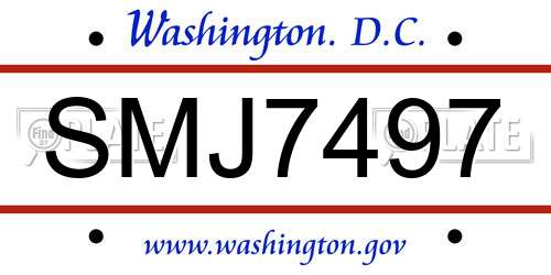 SMJ7497 District Of Columbia License Plate