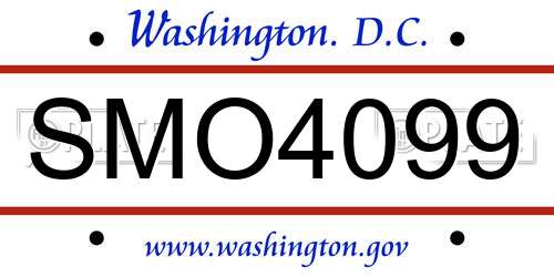 SMO4099 District Of Columbia License Plate