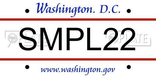 SMPL22 District Of Columbia License Plate