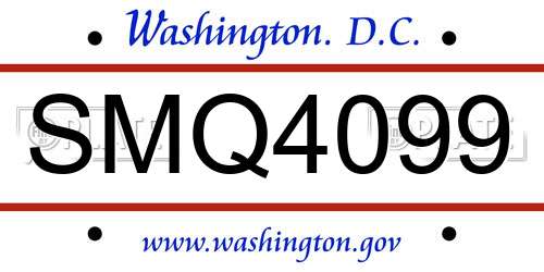 SMQ4099 District Of Columbia License Plate