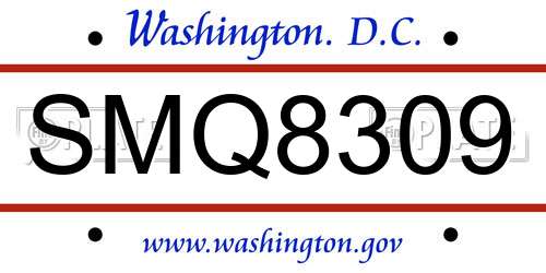 SMQ8309 District Of Columbia License Plate