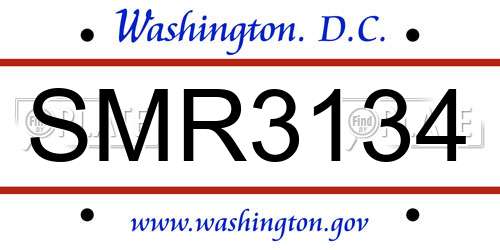 SMR3134 District Of Columbia License Plate