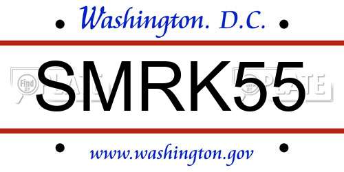 SMRK55 District Of Columbia License Plate
