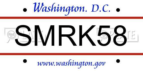 SMRK58 District Of Columbia License Plate