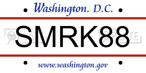 SMRK88 District Of Columbia License Plate