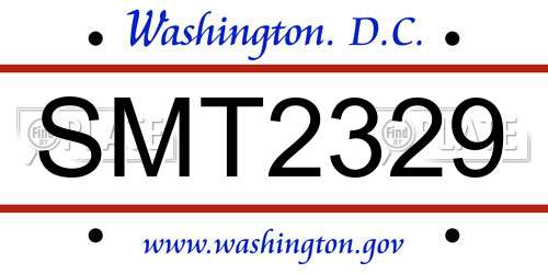 SMT2329 District Of Columbia License Plate