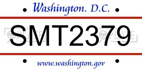 SMT2379 District Of Columbia License Plate