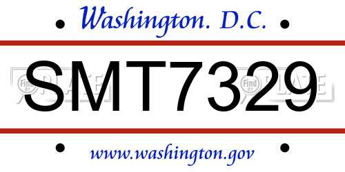 SMT7329 District Of Columbia License Plate