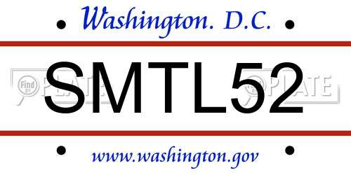 SMTL52 District Of Columbia License Plate